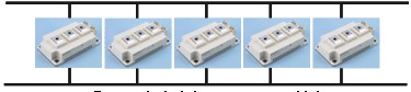 圖1：五個(gè)并聯(lián)的FF200R12KT3模塊