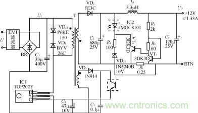 12V截流型開關電源的電路