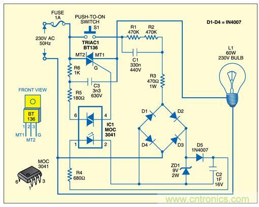 關(guān)燈后燈光逐漸熄滅的電路設(shè)計