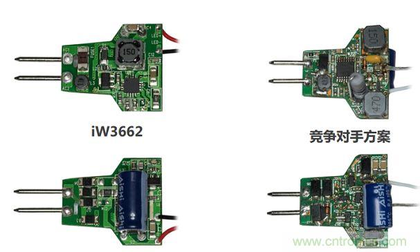 iW3662與競爭對手方案相比，所需外部元器件的數(shù)量大幅降低