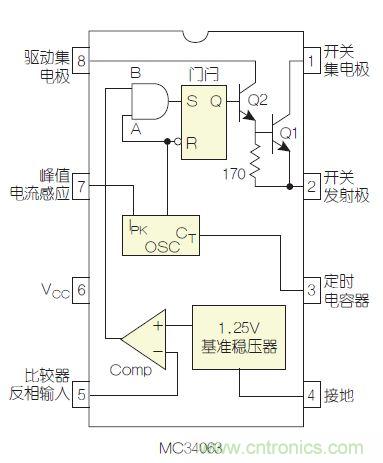 圖2：MC34063是該電路核心。