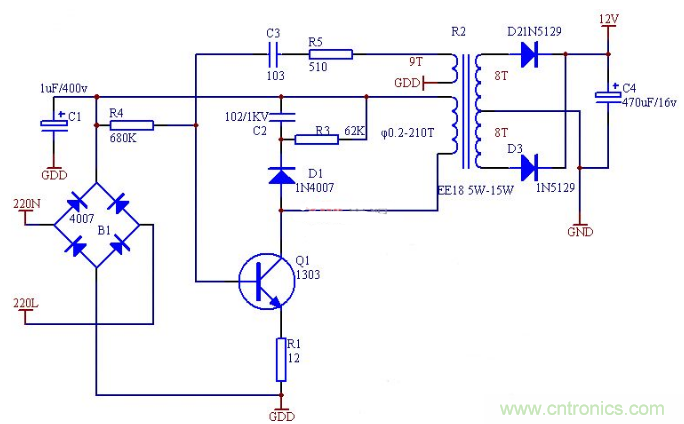 六款簡單的開關電源電路設計，內(nèi)附原理圖詳解