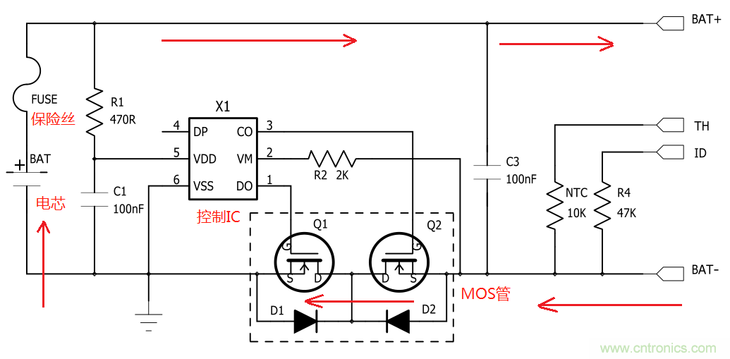 鋰電池保護(hù)電路的工作原理