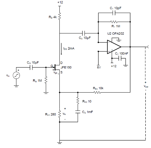 如何使用分立式 JFET 放大低噪聲電路中的小信號？