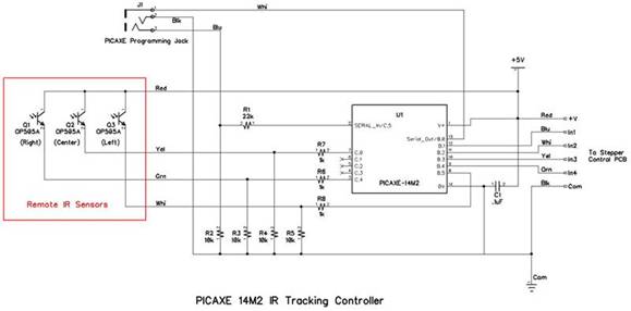 使用 PICAXE 14M2 和步進電機構建紅外跟蹤器