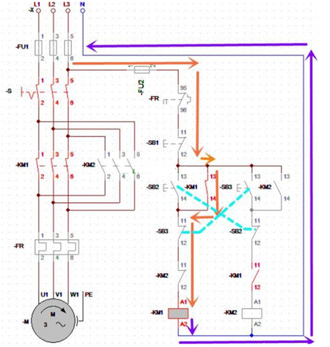 三種三相交流電動(dòng)機(jī)正反轉(zhuǎn)互鎖電路的分析